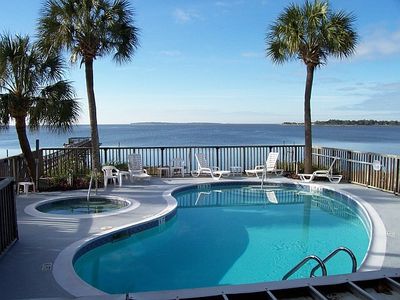 Pool & Hot Tub overlooking the Pier; Dock and Gulf